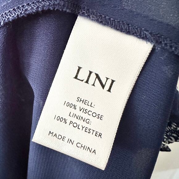 Lini Blue Stacey Ikat Geometric Print Flutter Sleeve Smocked Waist Mini Dress XS - Picture 8 of 11